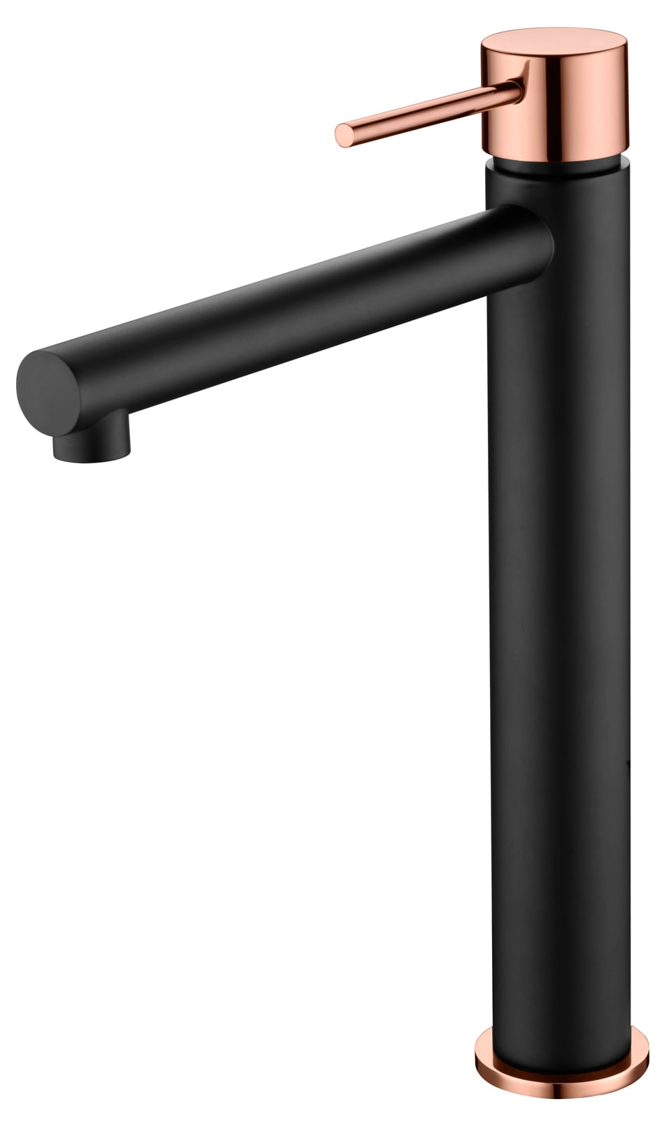 Milos Tall Sink Mixer Matte Black Rose Gold, view 2