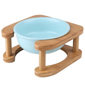 Elevated Ceramic Pet Feeding Bowl with Wooden Stand - view 8