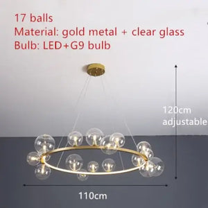 Clear Glass Bubble LED Chandelier Lamp - 17-Gold-Clear / Warm White - Ceiling Light
