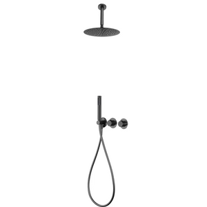 Breda Black Gun Metal Built-in Thermostatic Shower Set, main product view