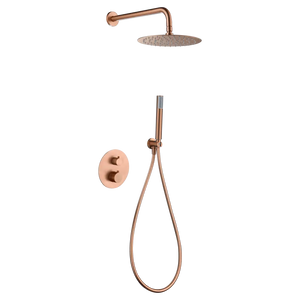 Genova Brushed Rose Gold Thermostatic Shower Set, main product view