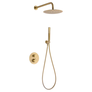 Naples Brushed Gold Built-in Thermostatic Shower Set, main product view