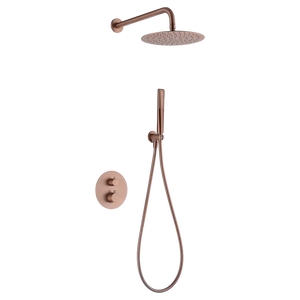 Naples Brushed Rose Gold Built-in Thermostatic Shower Set, main product view