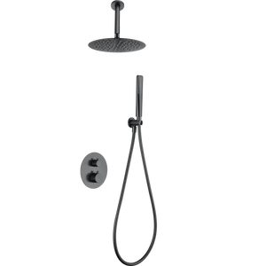 Salerno Gun Metal Thermostatic Shower Set with Rainfall Head, main product view