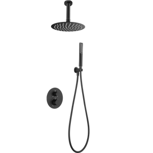 Matte Black Thermostatic Shower Set with Rainfall Head, main product view