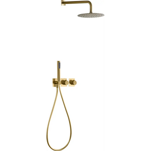 Brushed Gold Thermostatic Shower Set Built-In, main product view