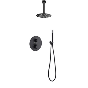 Matte Black Thermostatic Shower Set Built-in Design, main product view