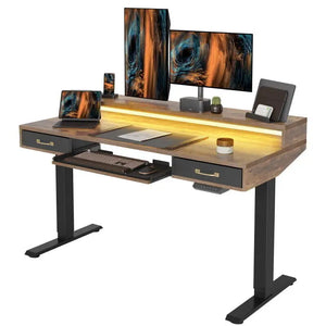 Brooklyn LED Electric Standing Desk with Drawers - Executive Desk