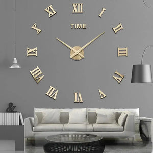 Modern black stainless steel quartz wall clock with artistic abstract design