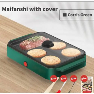 Non-Stick Electric Portable Pan Fast Heating - US / Green With Lid - Pan Fast Heating