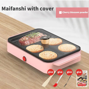 Non-Stick Electric Portable Pan Fast Heating - US / Pink. With Lid - Pan Fast Heating