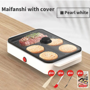 Non-Stick Electric Portable Pan Fast Heating - US / White With Lid - Pan Fast Heating