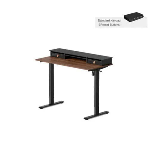Electric Standing Desk Glass Top Double Drawer Eufaula - 48’’ x 24’’ / Black Walnut - Desk > Standing Desk