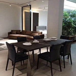 Black Marble Dining Table Set with Gold Accents - view 2