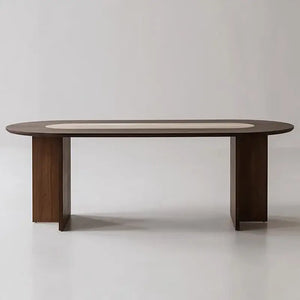 Walnut Marble Oval Dining Table Seats 4-8 - view 2