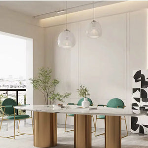 Marble gold luxury dining table with water drop modern design top view