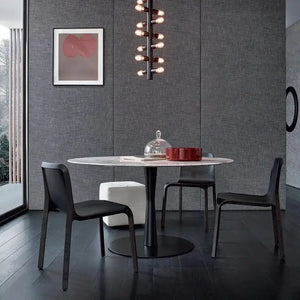 Round Marble Dining Table 90-140cm Wood Base