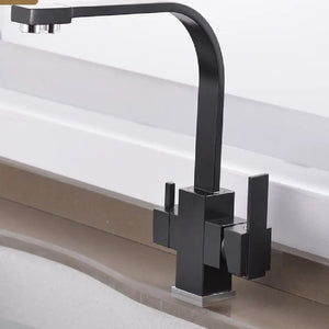 Filter Kitchen Single Hole Hot and Cold Faucet - Black - Faucets