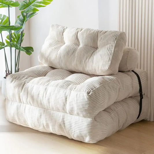 Fold Out Convertible Sleeper Chair Pillow Sofa Bed - White - Chair