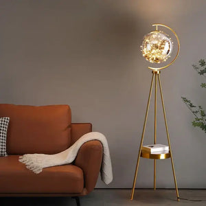 Globe Clear Smoky Glass Round Standing Light - Lamps