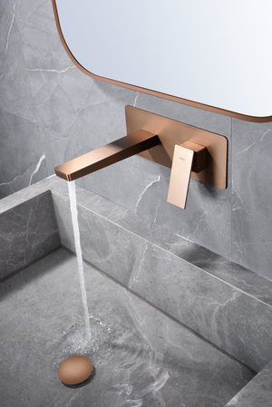 Pisa Brushed Rose Gold Single Lever Basin Faucet, in a bathroom setting