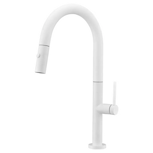 Matte White Kitchen Faucet Modern Minimalist Design, main product view