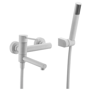 Matte White Shower Faucet Set Modern Minimalist Design, main product view