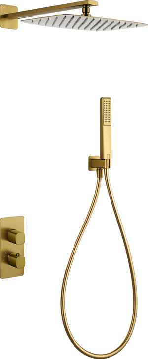 Firenze Brushed Gold Concealed Thermostatic Shower Set, main product view