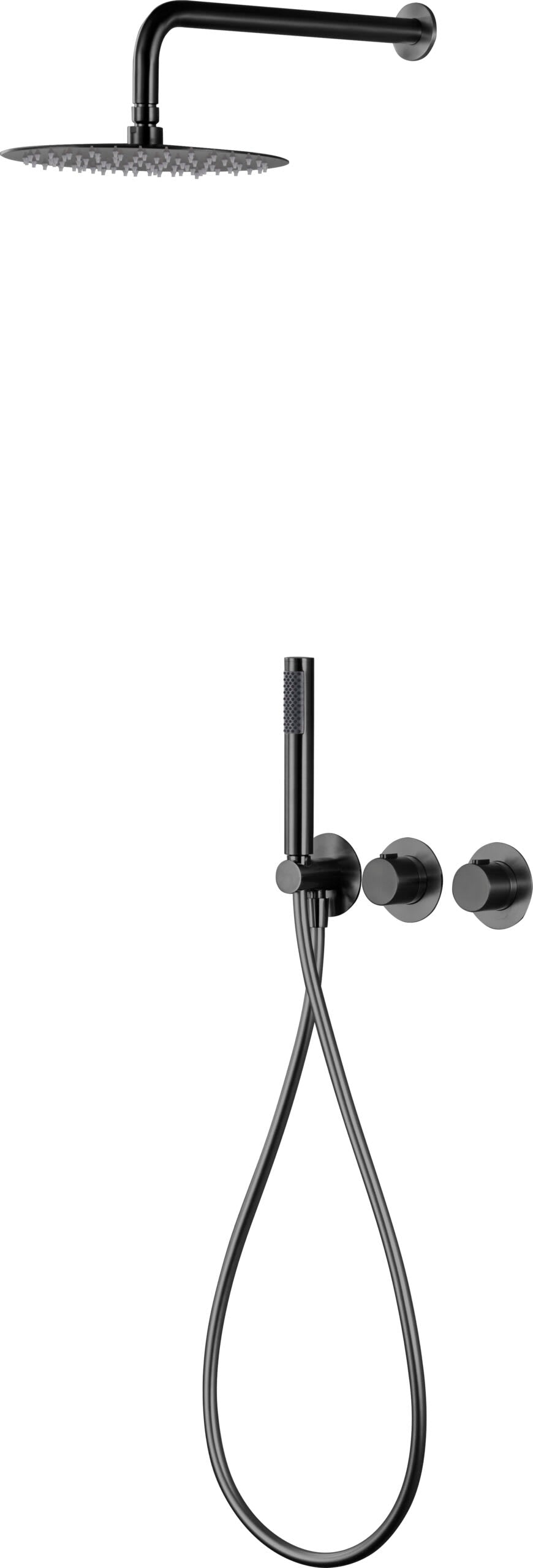 Conjunto Ducha Termostático Empotrado Assen Negro Gun Metal - Shower Set