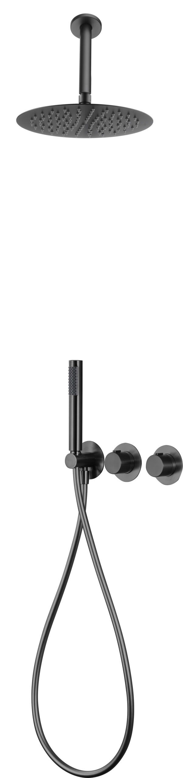 Conjunto Ducha Termostático Empotrado Breda Negro Gun Metal - Shower Set