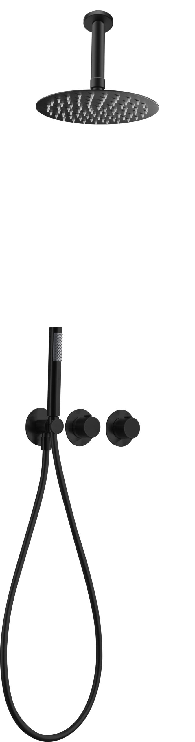 Conjunto Ducha Termostático Empotrado Breda Negro Mate - Shower Set