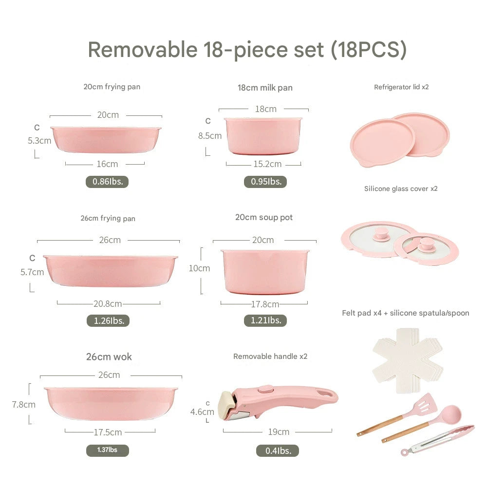 Detachable Handle Non Stick Cookware Set
