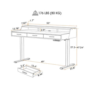 Full Surround Triple Drawer Electric Standing Desk