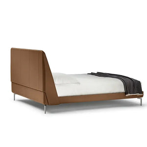 Italian Minimalist High Backrest Queen Bed Frame Leather - view 3