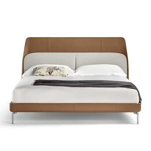 Italian Minimalist High Backrest Queen Bed Frame Leather - view 4