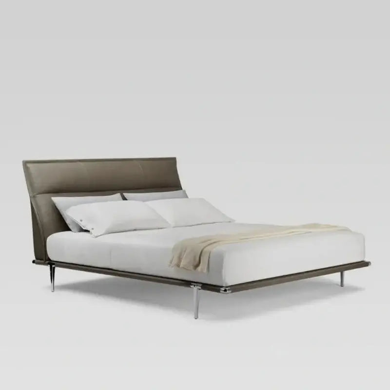 Italian Minimalist PU Leather Double Bed Frame 150cm - view 2