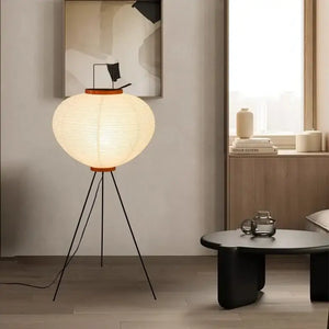 Japanese Paper Floor Lamp with Button Switch - Warm Neutral Cool Light - view 3