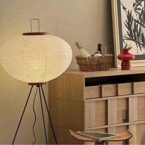 Japanese Paper Floor Lamp with Button Switch - Warm Neutral Cool Light