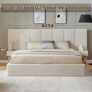 King Velvet Upholstered Bed Frame with Lift Storage - view 2
