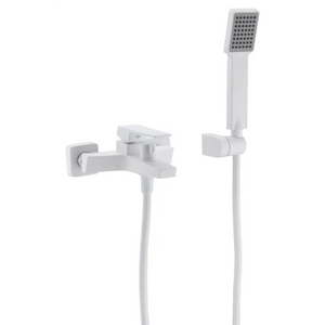 Matte White Single-Lever Bath Shower Kit, main product view