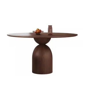 Walnut Round Dining Table with Stone Top - view 2