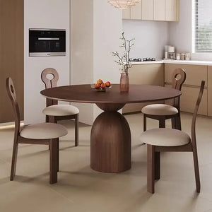 Walnut round dining table with stone top luxury furniture