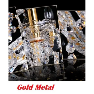 Large Crystal Tears Chandelier Lamp - 6 Arm Lights / Gold Transparent / Without Bulbs - Chandelier