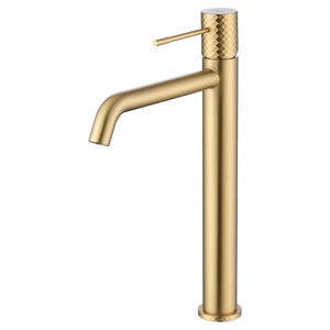 Genova Brushed Gold Tall Basin Faucet Single Lever, main product view
