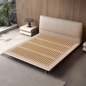 Leather master bedroom modern simple double bed - Bedroom