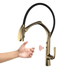 LED Display Sensor Pull Out 3 Function Spray Touchless - Brushed Gold T / G1/2 - Faucets