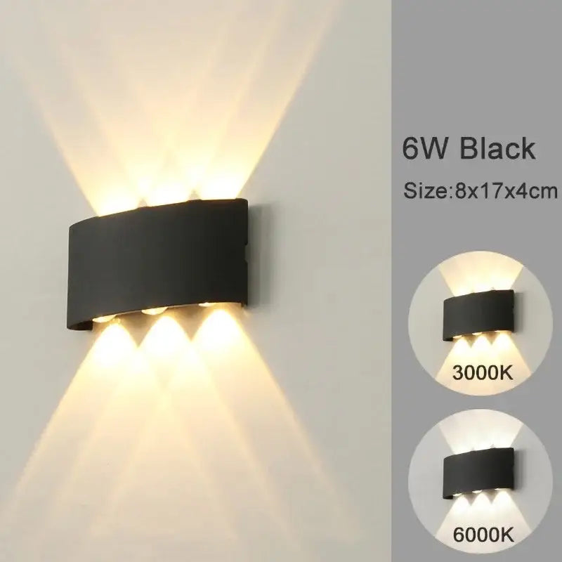 LED Modern Up Down Wall Mount Light Lamp - Black - 6W / Warm White (2700-3500K) / No Waterproof - Lamps