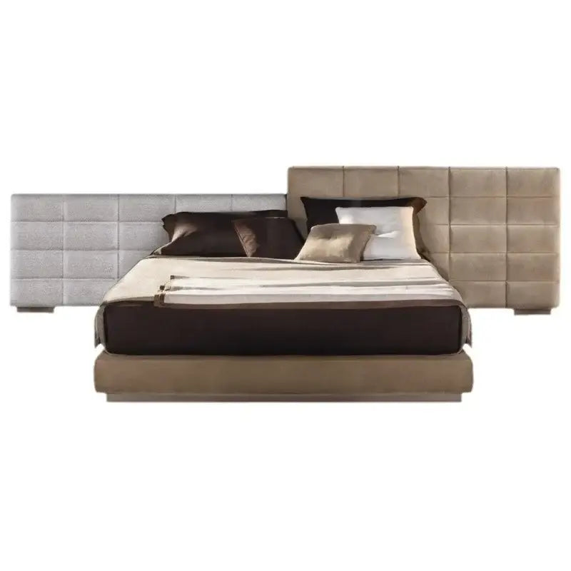 Modern Puff Headboard Platform Bed 180x200cm Brown - view 2