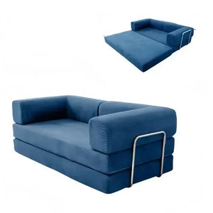 Minimalist Corduroy Foldable Bed Sofa - Blue - Length 150 cm - Sofa