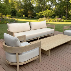 Modern aluminum 4 person outdoor sofa set in cappuccino with contemporary style and durable design